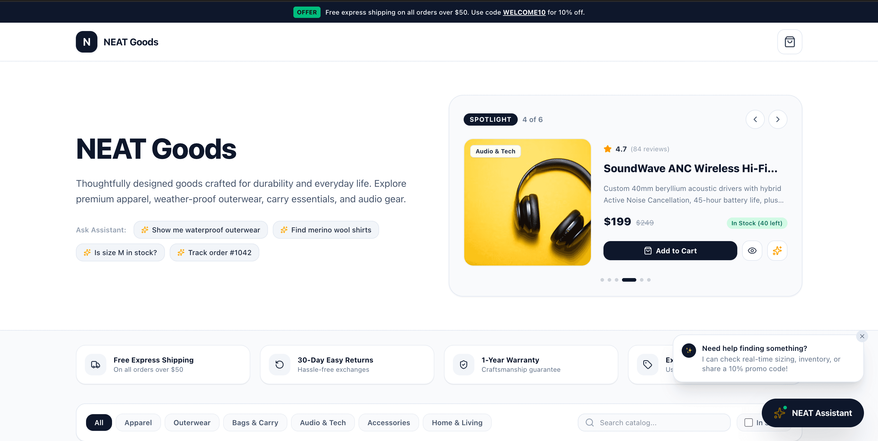 NEAT Goods (desktop view)
