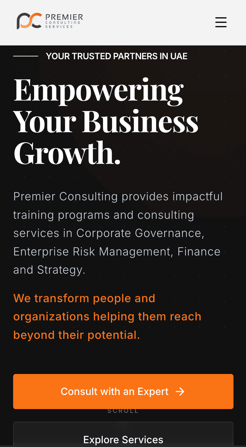 Premier Consulting Services (mobile view)
