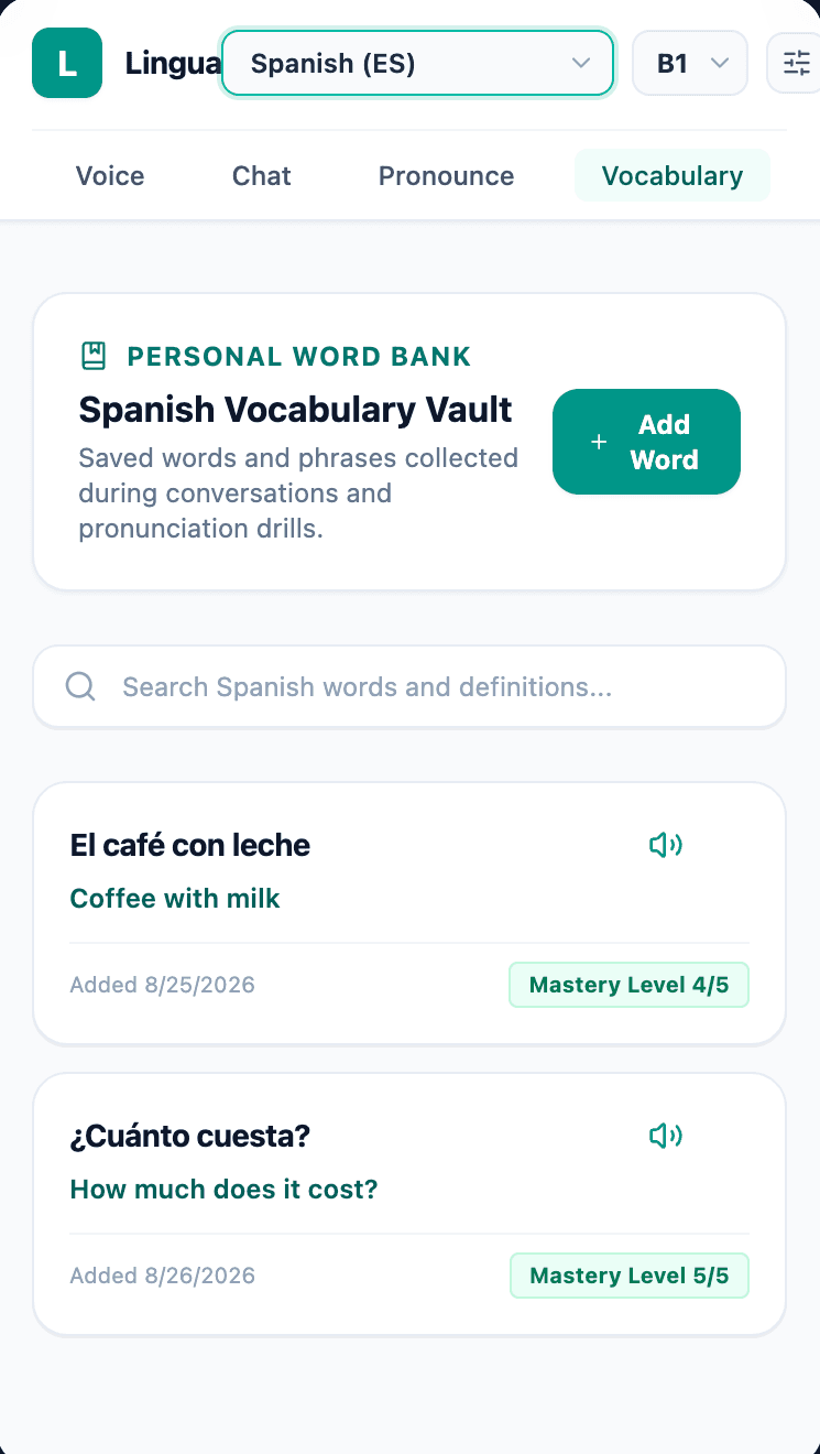 Lingua (mobile view)