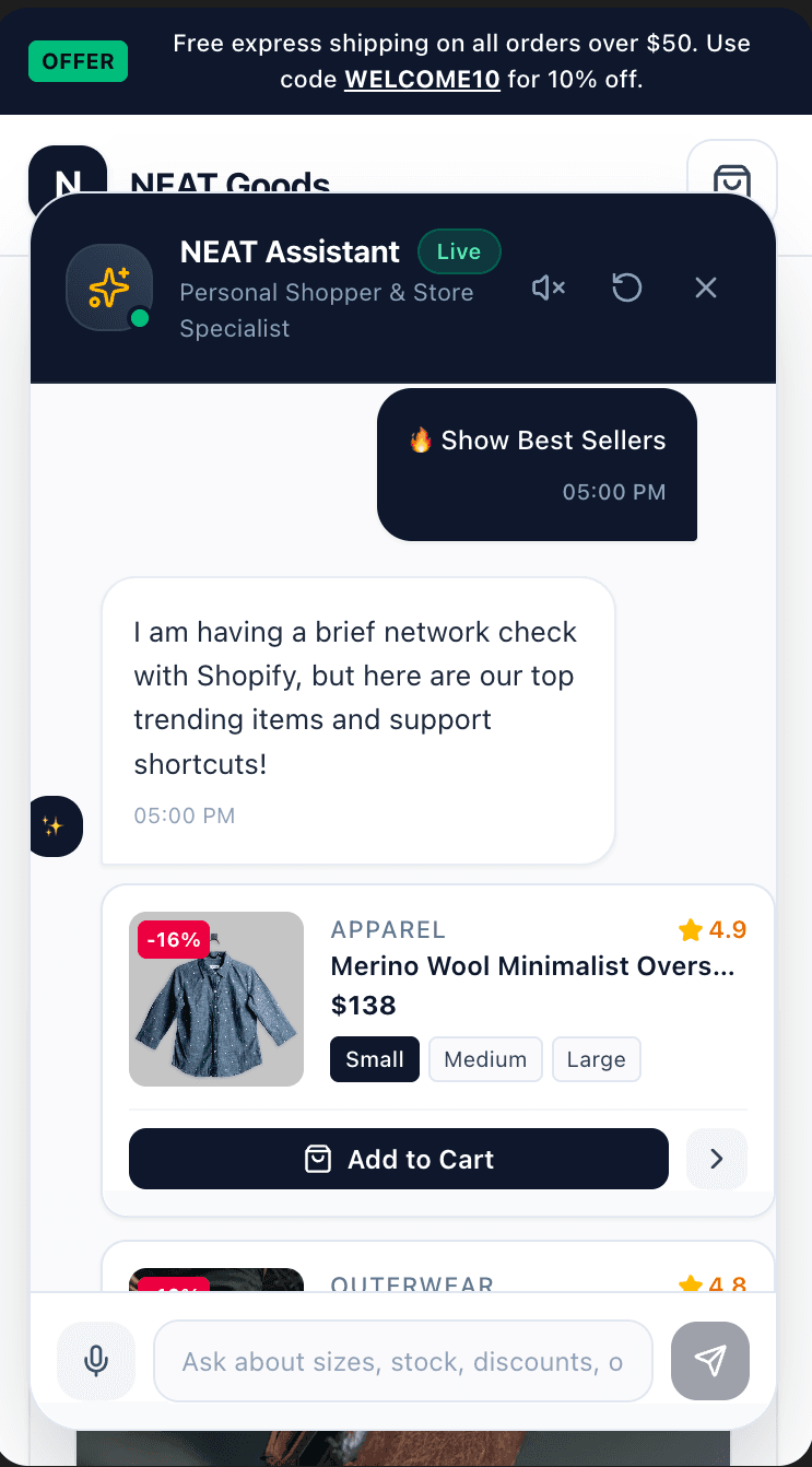 NEAT Goods (mobile view)